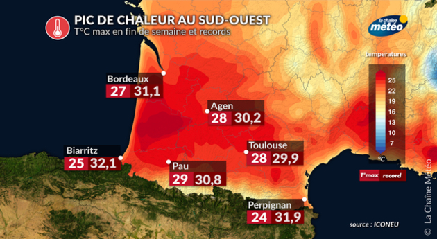 Températures max et records Actualités France