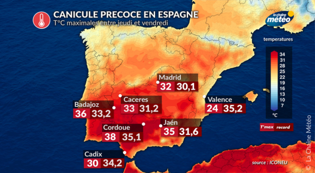 Températures prévues et records Actualités étranger