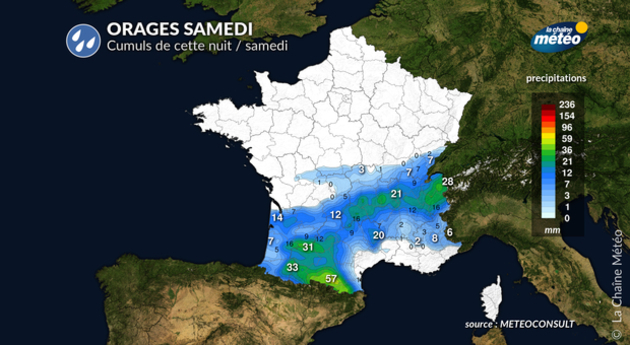 Cumuls de pluie cette nuit Actualités France