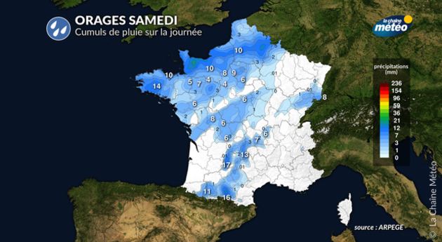 Cumuls de pluie ce samedi Actualités France
