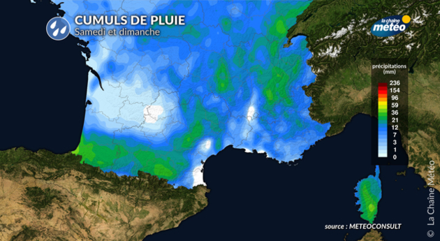 Cumuls de pluie au sud ce week-end Actualités France