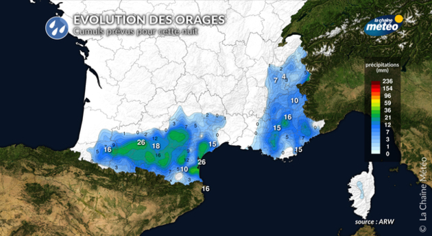 Cumuls prévus cette nuit Actualités France