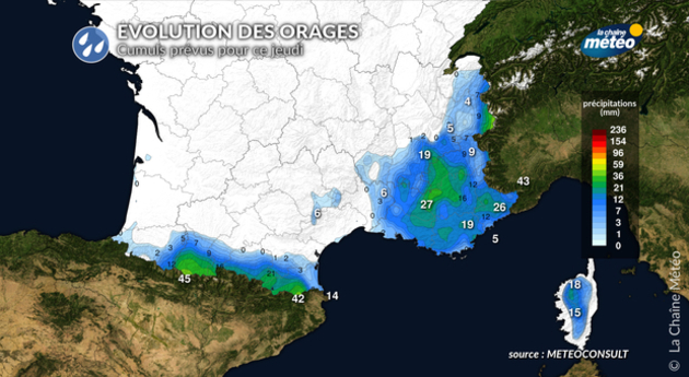 Cumuls de pluie pour ce jeudi Actualités France