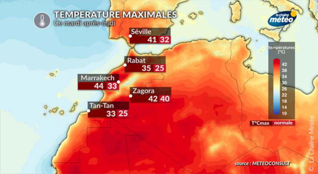 Températures maximales prévues ce mardi Actualités étranger