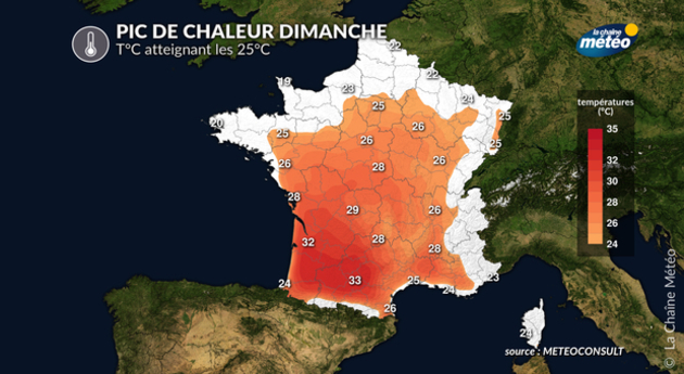 Températures atteignant les 25°C dimanche Actualités France