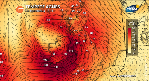 Tempête Agnès prévue ce mercredi soir à 18 H Actualités étranger