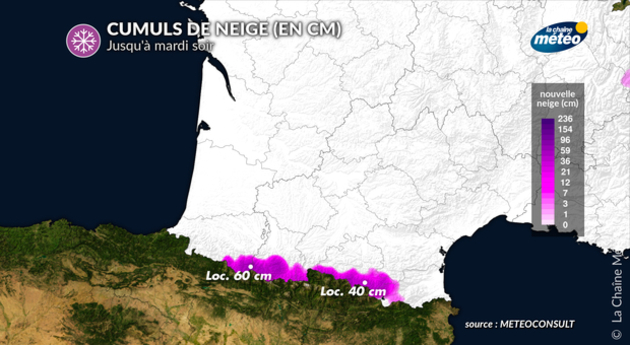 Cumuls de neige ce mardi Actualités France