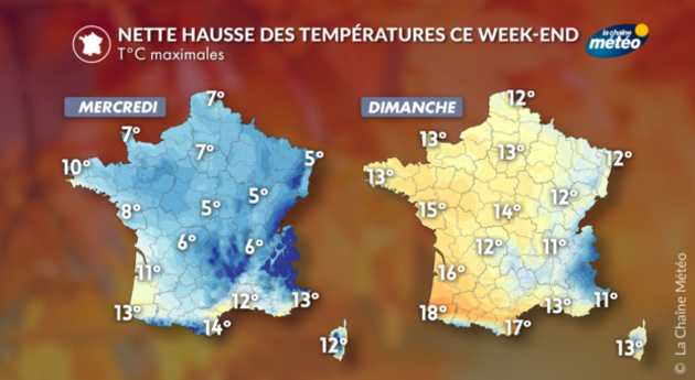 Hausse des températures dimanche Actualités France