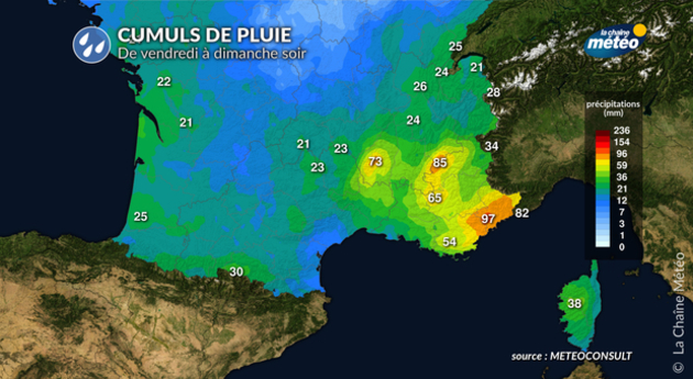 Cumuls de pluie attendus sur le sud-est Actualités France