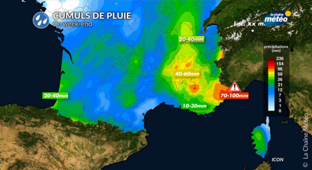 Cumuls de pluie ce week-end Actualités France