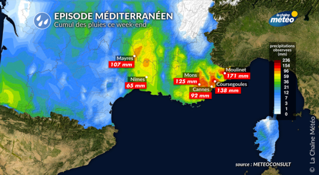 Cumuls de pluie le 3 mars 2024 Actualités France
