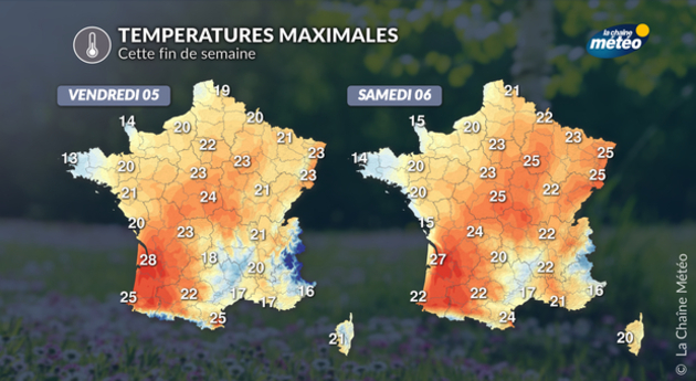 Températures maximales Actualités France