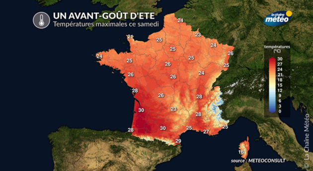 Températures maximales ce samedi Actualités France