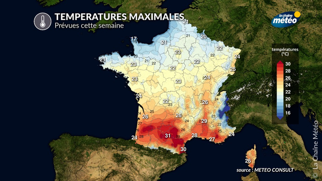 Températures maximales cette semaine Actualités France