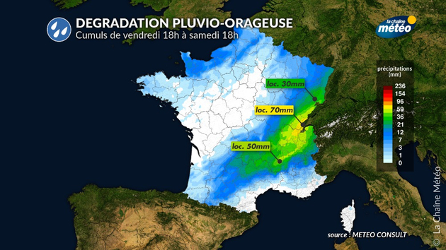Cumuls de pluie prévus entre vendredi et samedi Actualités France