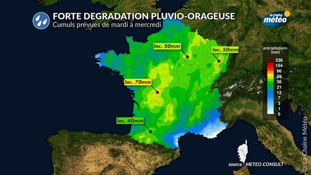 Cumuls entre mardi et mercredi prochain Actualités France