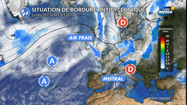 Situation de bordure anticyclonique Actualités France
