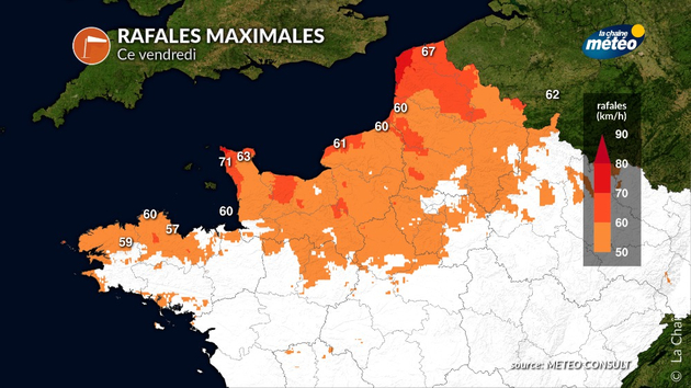 Rafales maximales attendues vendredi Actualités France