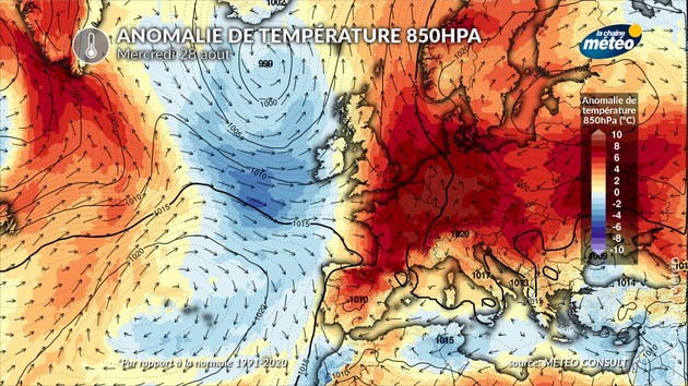 Anomalie de température en altitude mercredi 28 août Actualités France