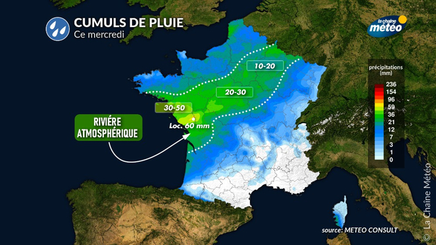 Cumuls de pluie mercredi Actualités France