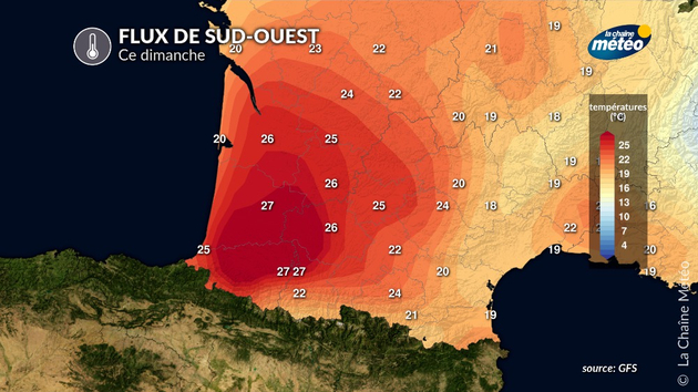 Températures maximales dimanche Actualités France