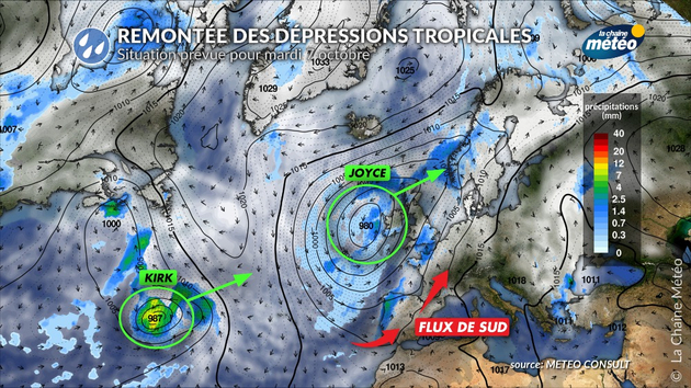 Les ex phénomènes tropicaux entraineront un flux de sud sur la France Actualités France