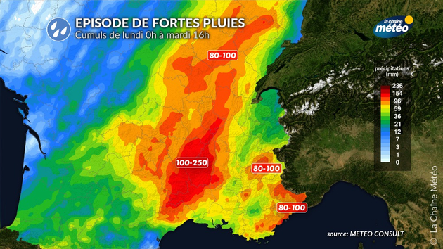 Episode de fortes pluies lundi et mardi Actualités France