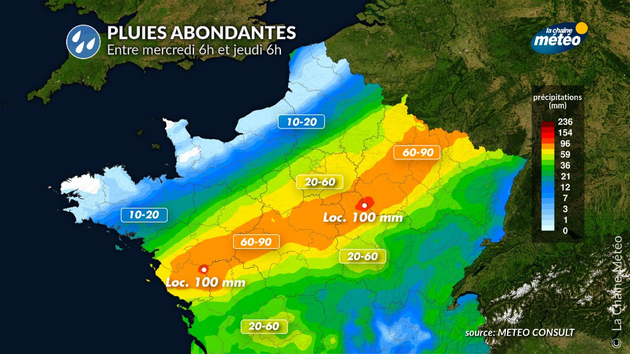 Pluies abondantes des Pays de la Loire au nord-est Actualités France
