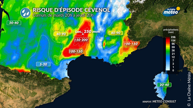 Cumuls selon le modèle METEO CONSULT Actualités France