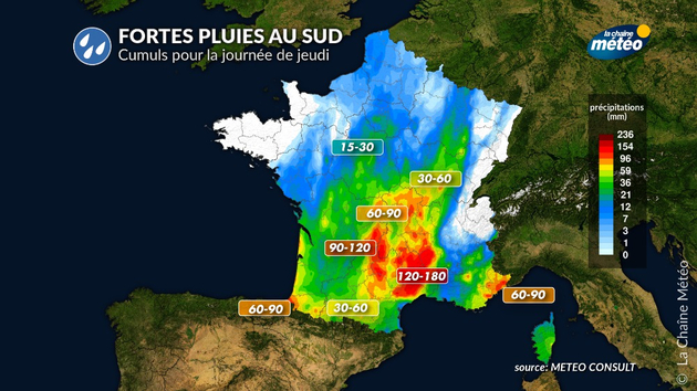 Cumuls de pluie jeudi Actualités France