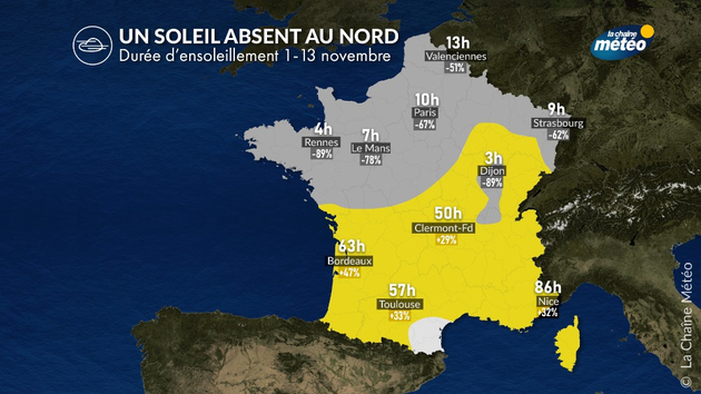 Un ensoleillement très déficitaire au nord Actualités France