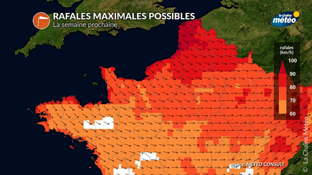 Risque de coup de vent, modèle METEOCONSULT Actualités France