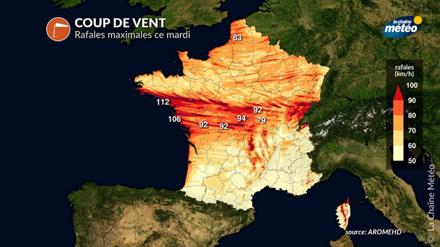 Risque de vents forts ce mardi Actualités France
