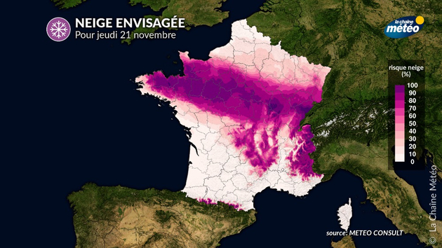 Zones les plus à risque de neige jeudi Actualités France
