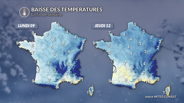 Baisse des températures entre lundi et jeudi Actualités France