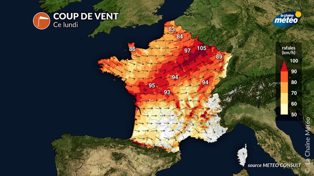 Coup de vent lundi Actualités France