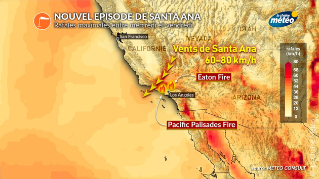 Nouveau renforcement des vents de Santa Ana ce mercredi et jeudi Actualités étranger