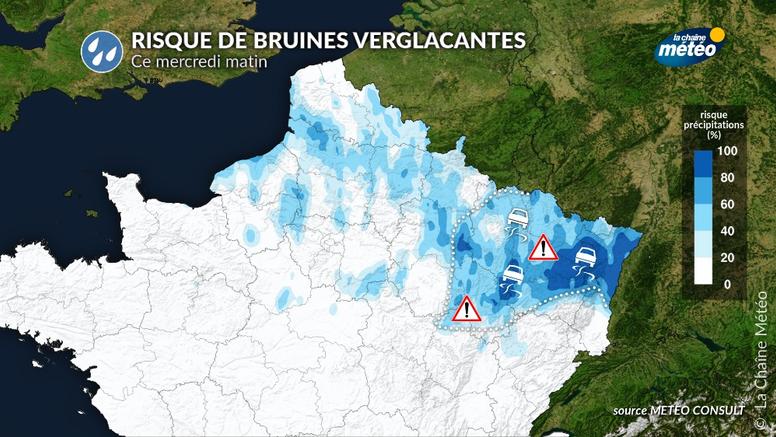Risque de verglas ce mercredi matin sur l'Est : prudence
