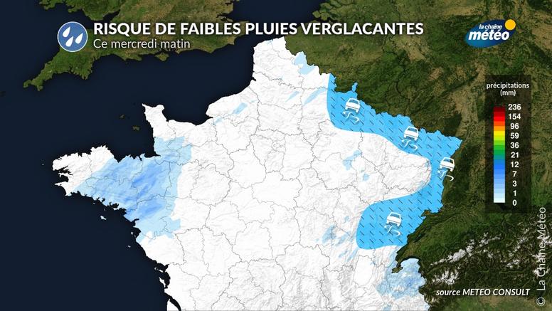 Pluie verglaçante : un risque sur l'extrême nord-est ce mercredi matin