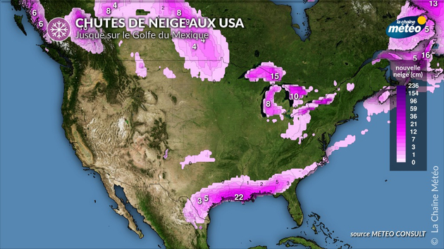 Les chutes de neige touchent le golfe du Mexique et les Grands Lacs Actualités étranger