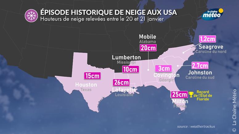 Des chutes de neige historiques en Louisiane et en Floride, 20 cm à la Nouvelle-Orléans