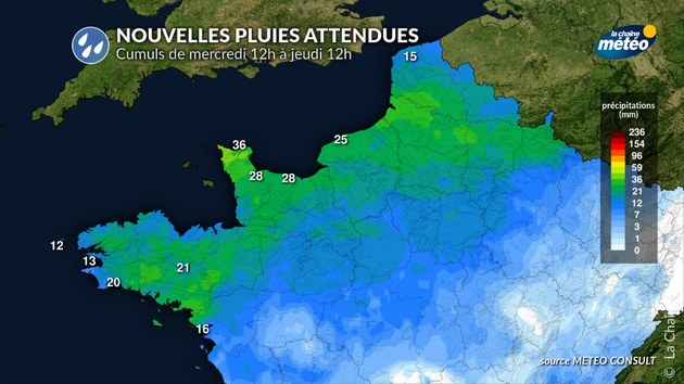 Cumuls de pluie attendus Actualités France