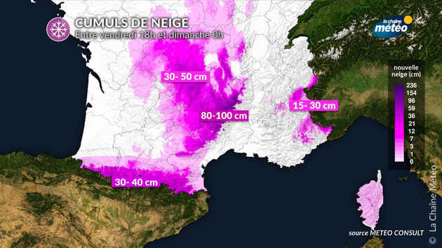 Epaisseurs de neige fraîche vendredi - samedi Actualités France