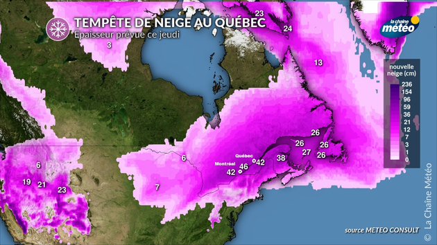Epaisseurs de neige attendues ce jeudi au Québec Actualités étranger
