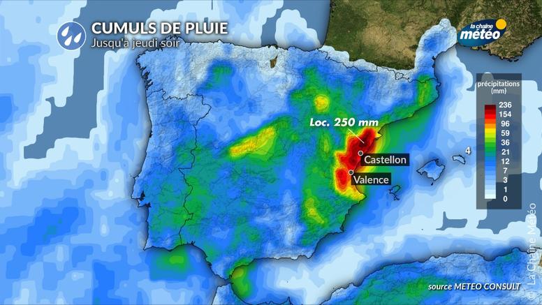 Espagne : alertes orange et rouge, risque d'importantes inondations.