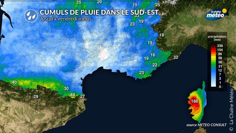 Jusqu'à 200 mm en Corse : de fortes pluies attendues vendredi