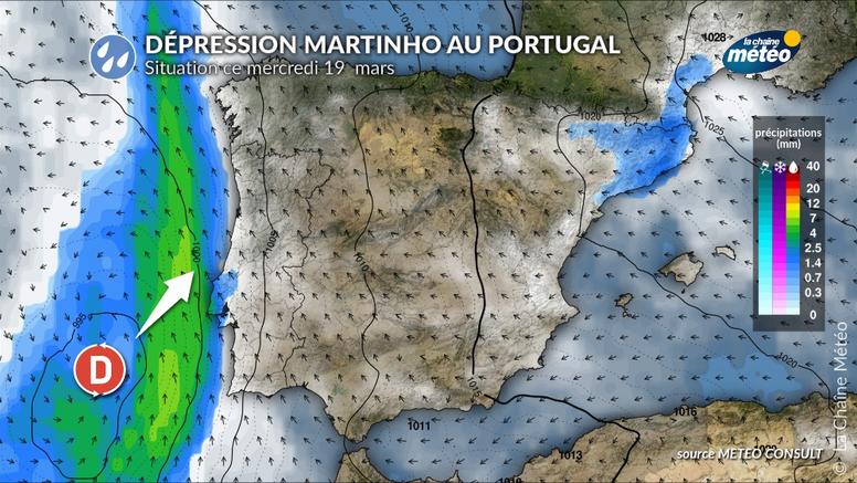 Le Portugal balayé par la dépression Martinho, avec des vents violents et des inondations