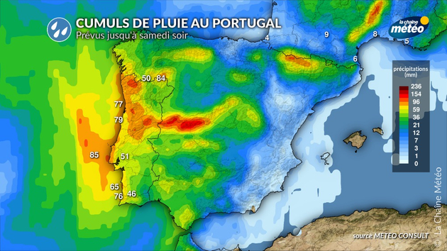 Cumuls de pluie prévus liés à la dépression Martinho Actualités étranger