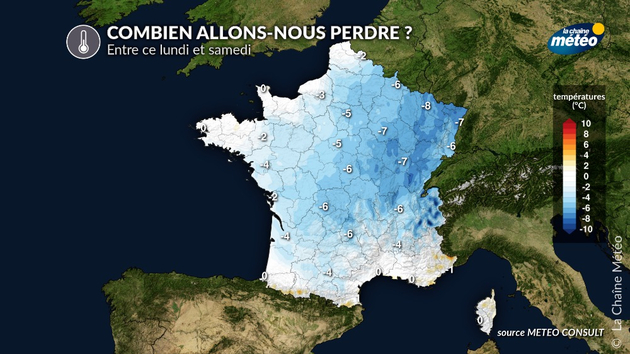 Baisse des températures prévue entre ce lundi après-midi et samedi après-midi Actualités France