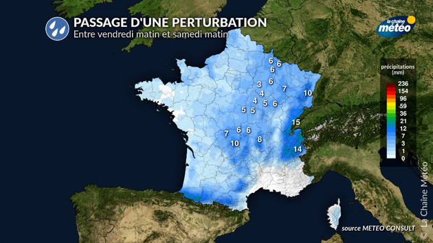 Précipitations prévues vendredi Actualités France